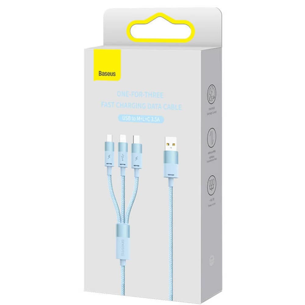 Baseus Data Cable StarSpeed 1.2m modrý USB Lightning Micro-USB USB-C 20W - náhled 5
