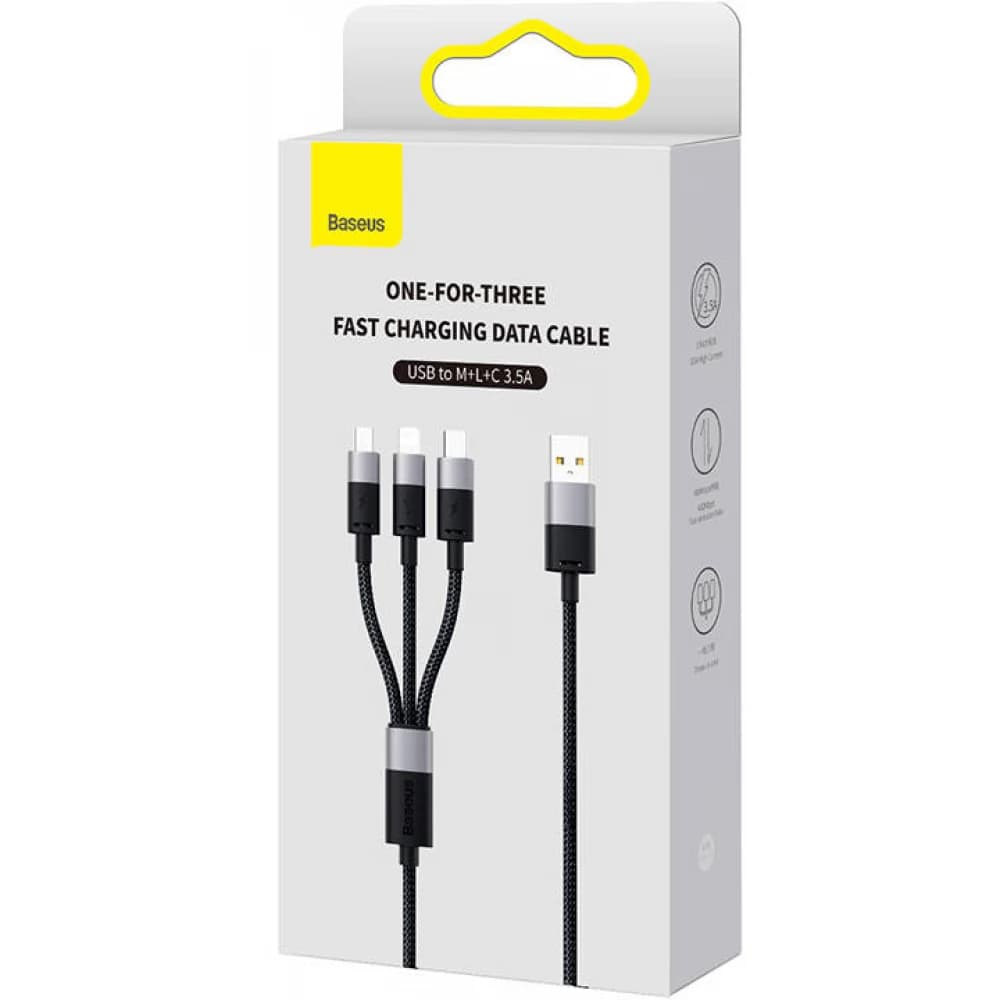 Baseus Data Cable StarSpeed rychlonabíjecí USB na Lightning Micro-USB USB-C 1.2m černý - náhled 5