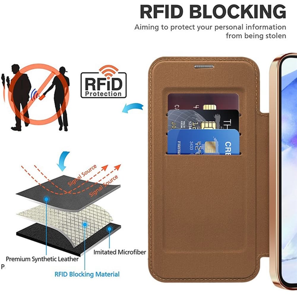 Pouzdro na knihu Techsuit SmartMag pro Samsung Galaxy A55 5G hnědé - náhled 5