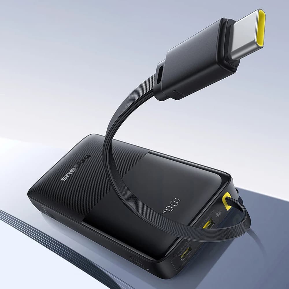 Baseus Power Bank Bipow 2 s vestavěným USB-C kabelem 10000mAh 20W černá - náhled 5