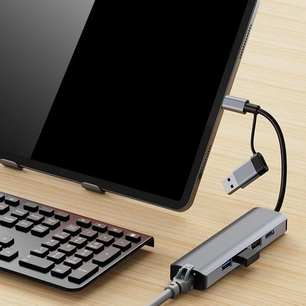 Techsuit Docking Station BoostNetLink 5v1 (H3) USB Type-C šedá - náhled 5