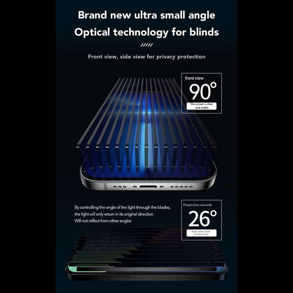 ANANK 2.5D 2X Zesílený ochranný filtr soukromí s instalační sadou iPhone 15 černý - náhled 5
