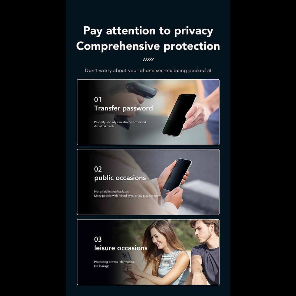 Ochranné sklo ANANK 2.5D Privacy iPhone 16 Pro černé - náhled 5