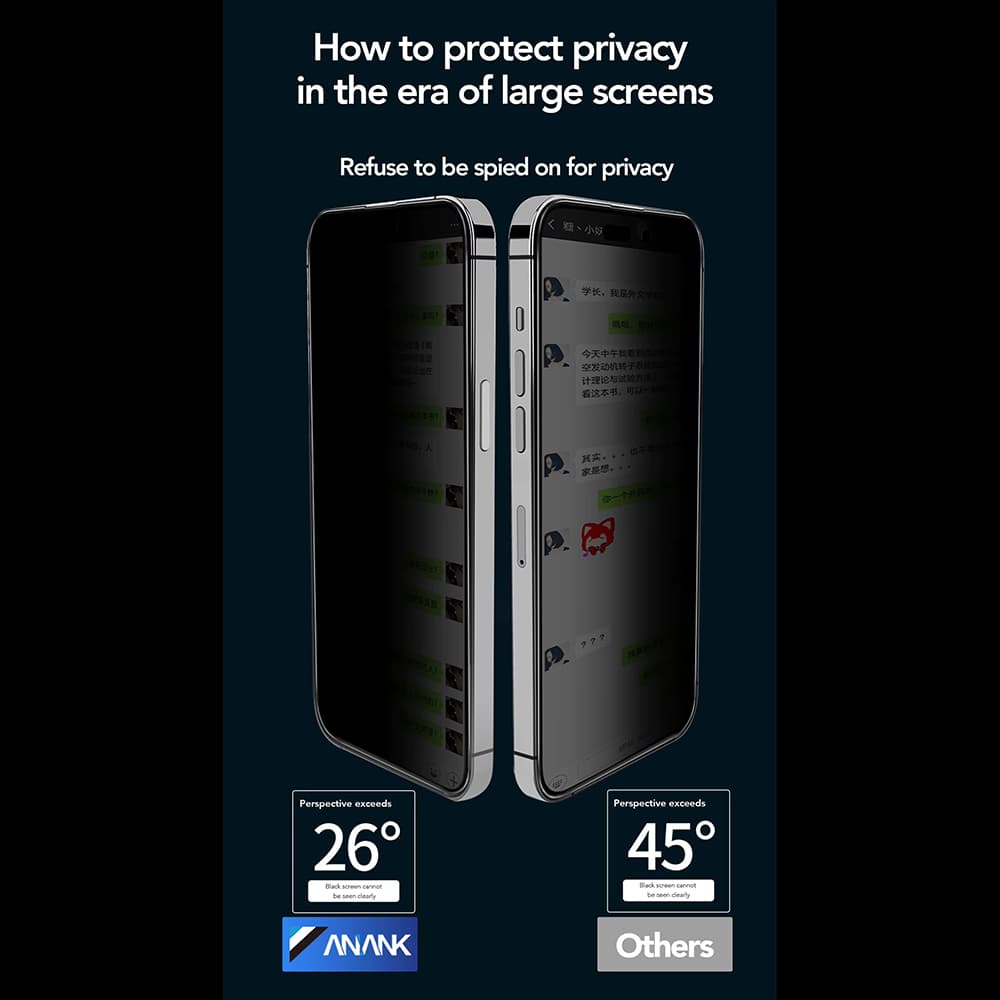 Ochranné sklo ANANK 2.5D Privacy pro iPhone 15 Pro černé - náhled 5