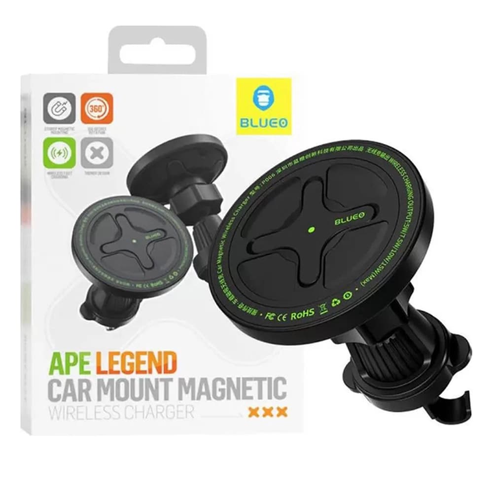 Blueo držák do auta s bezdrátovým nabíjením Ape Legend pro ventilaci Type-C 15W 360° černý - náhled 5