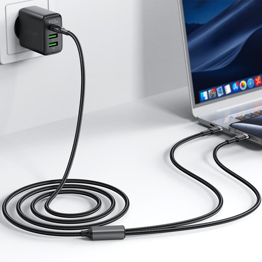Acefast Datový kabel 2v1 C22-02 Rychlé nabíjení Type-C na 2xType-C 1.25m černý - náhled 5