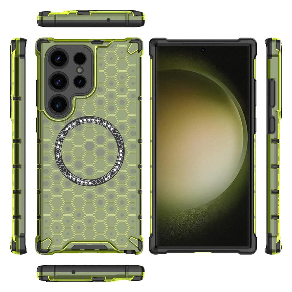 Techsuit - HoneyComb Shield MagSafe - Samsung Galaxy S25 Ultra - limetkově zelená - náhled 5