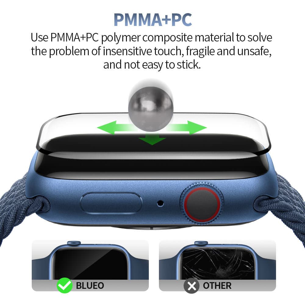 Blueo ochrana displeje High Molecule s lokátorem Apple Watch 7 8 (45mm) černá - náhled 5