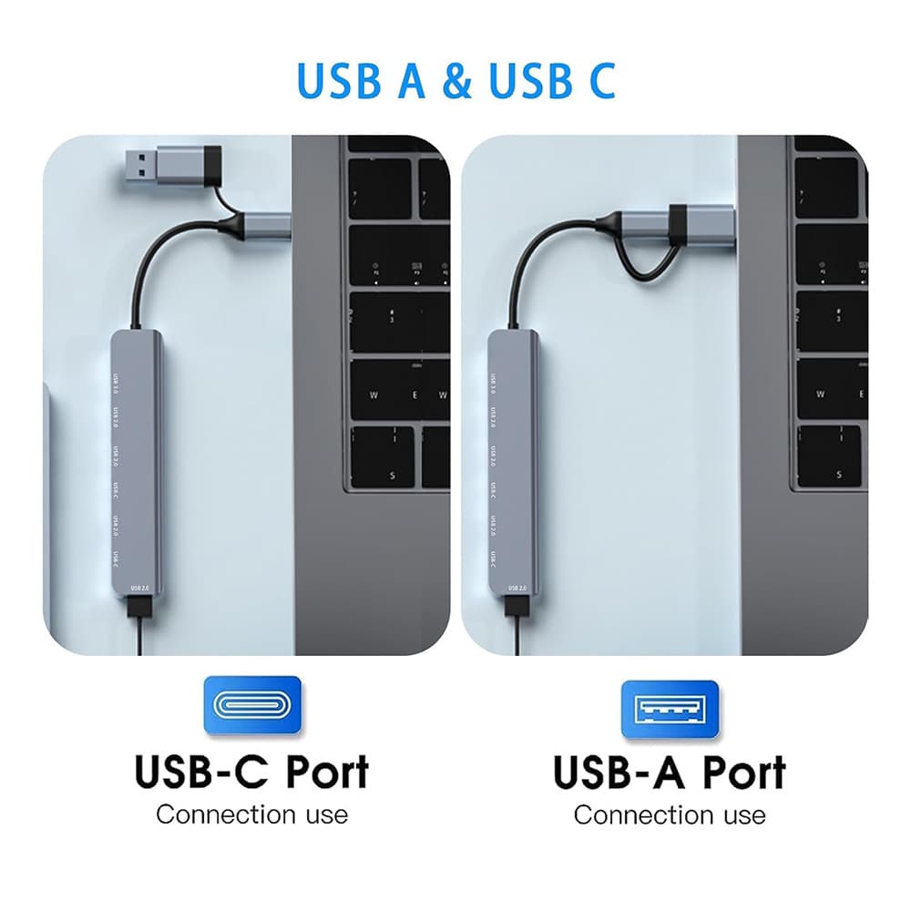 Techsuit Docking Station DataBridge 7 v 1 (H6) USB Type-C na USB 3.0 šedá - náhled 5