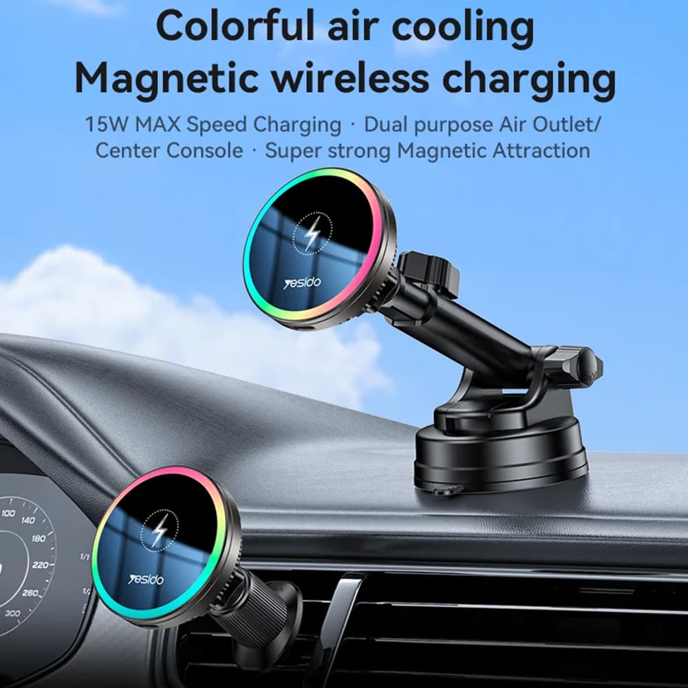 Yesido Car Holder s bezdrátovým nabíjením C315 pro výdech/dash černý - náhled 5