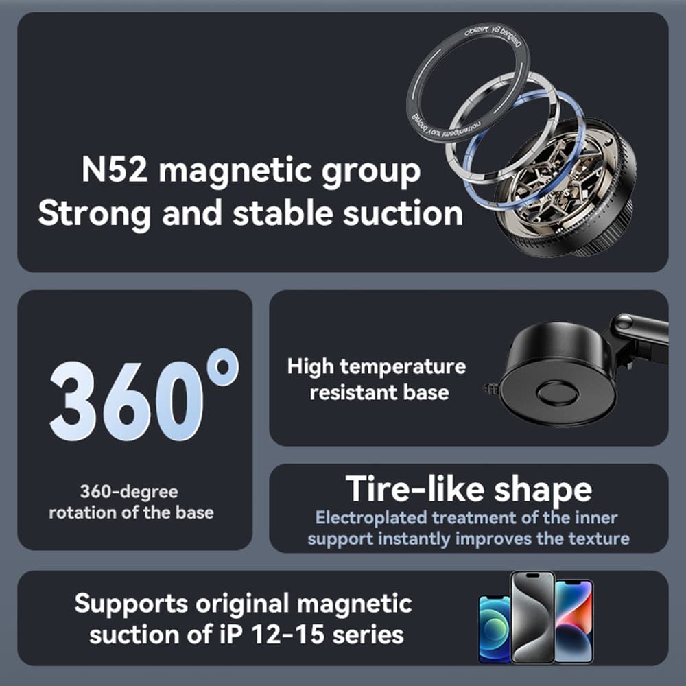 Yesido Car Holder C266 Magnetický N52 na palubní desku černý 4.7-7.2 palce - náhled 5