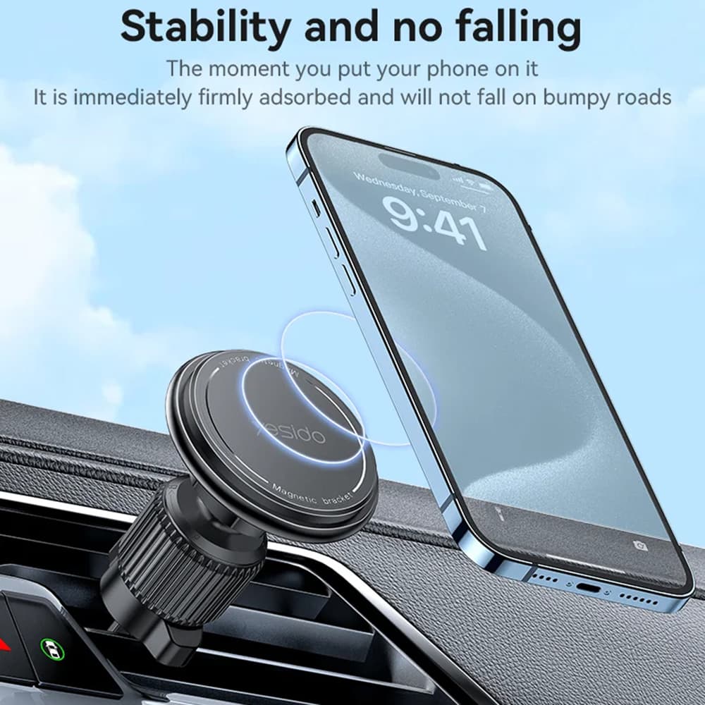 Yesido Car Holder C252 magnetický do ventilace 360° Barb Lock černý - náhled 5