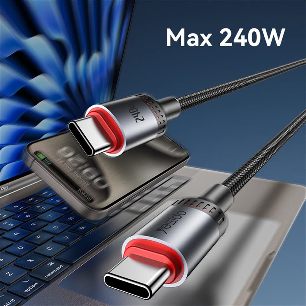Yesido Data Cable CA185 Type-C na Type-C Rychlé nabíjení 1.2m černý - náhled 5
