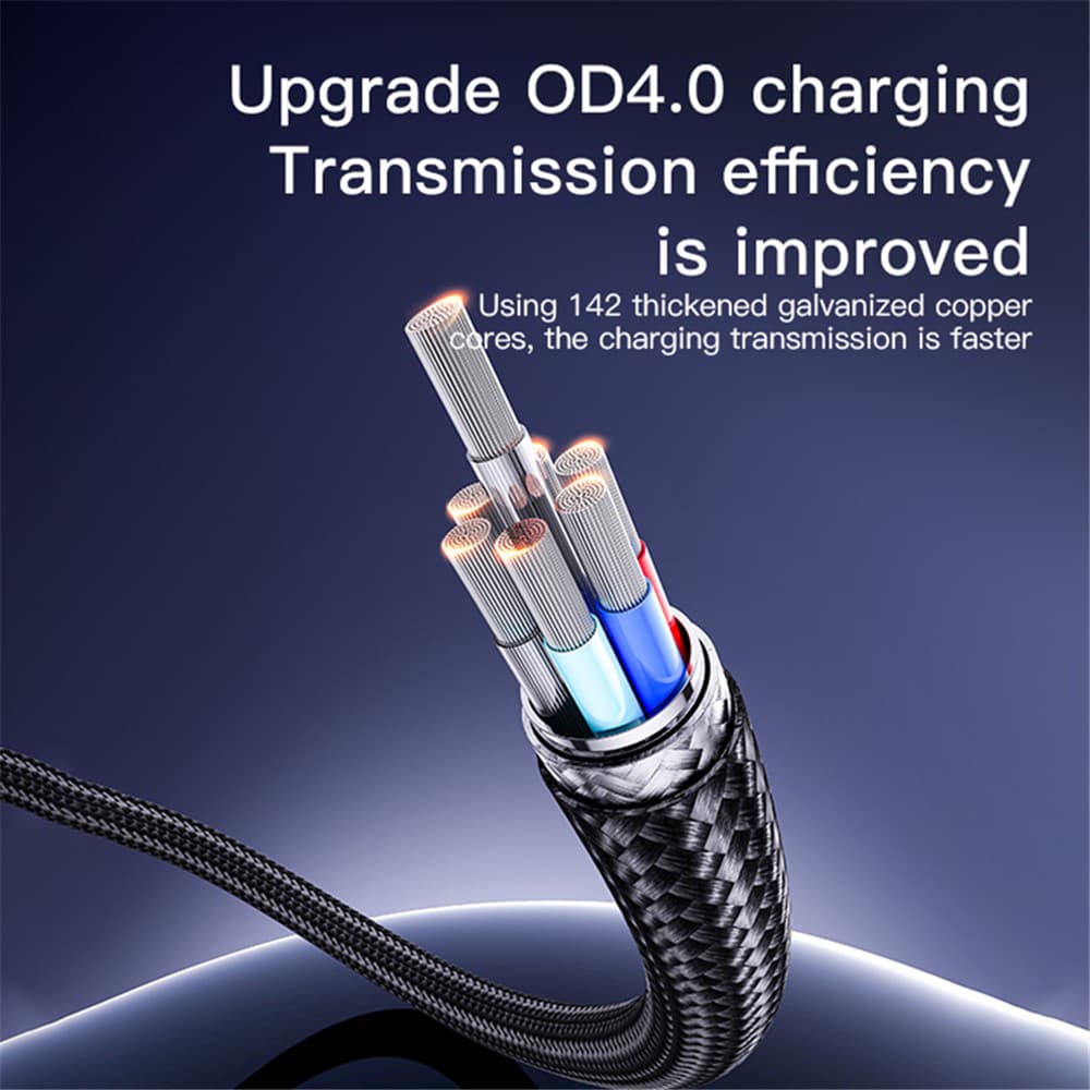 Yesido Datový kabel CA130C USB na Type-C Rychlé nabíjení 2m Černý - náhled 5