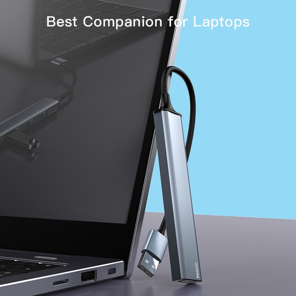 Yesido Docking Station 4v1 HB18 USB na 1x USB3.0 3x USB2.0 Plug&amp;Play 5Gbps šedá - náhled 5