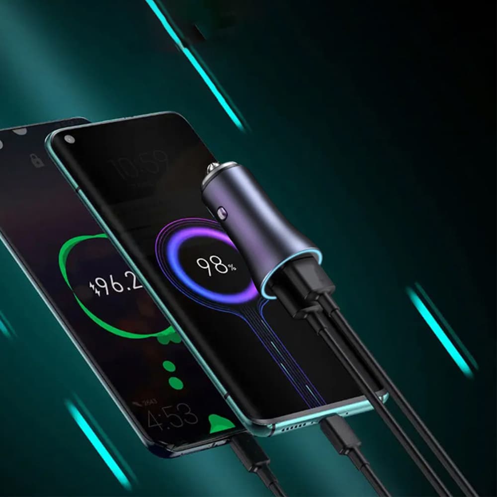 Techsuit Premium Car Charger RescueVolt (C3) s kovovým rozbíječem oken rychlé nabíjení USB QC18W USB-C PD30W 5V/3A šedý - náhled 5
