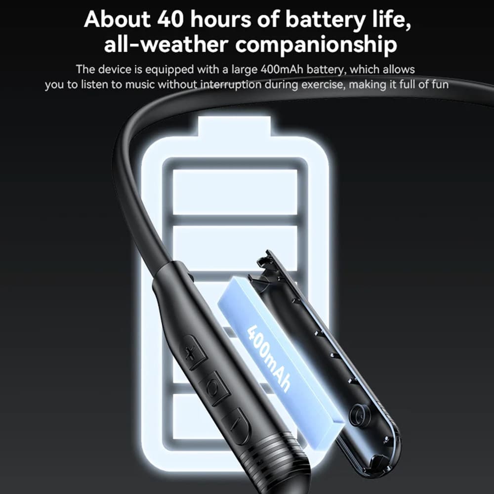 Yesido - bezdrátová sluchátka (YSP20) - magnetická, s nákrčníkem, s Bluetooth V5.3, 400mAh, Type-C - černá - náhled 5