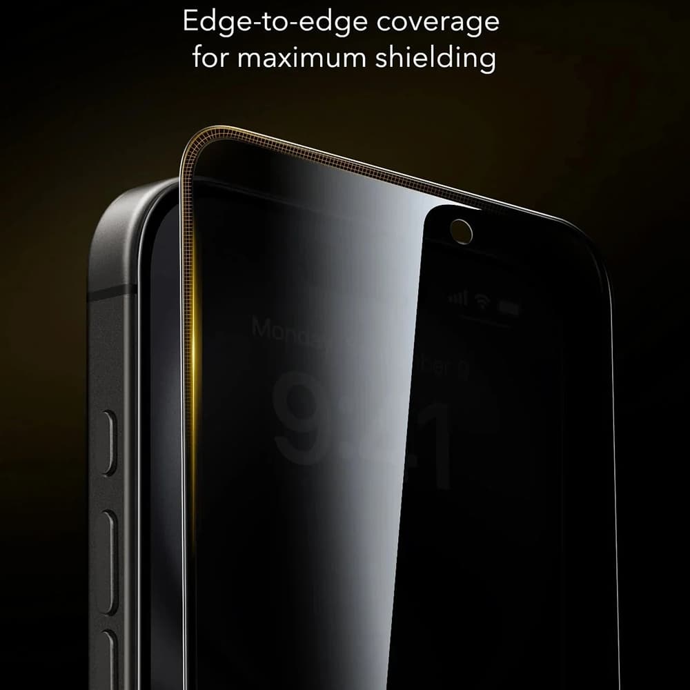 ESR - Corning Gorilla Glass UltraFit Privacy™ (3 balení) - iPhone 17 / iPhone 16 Pro - černá - náhled 5