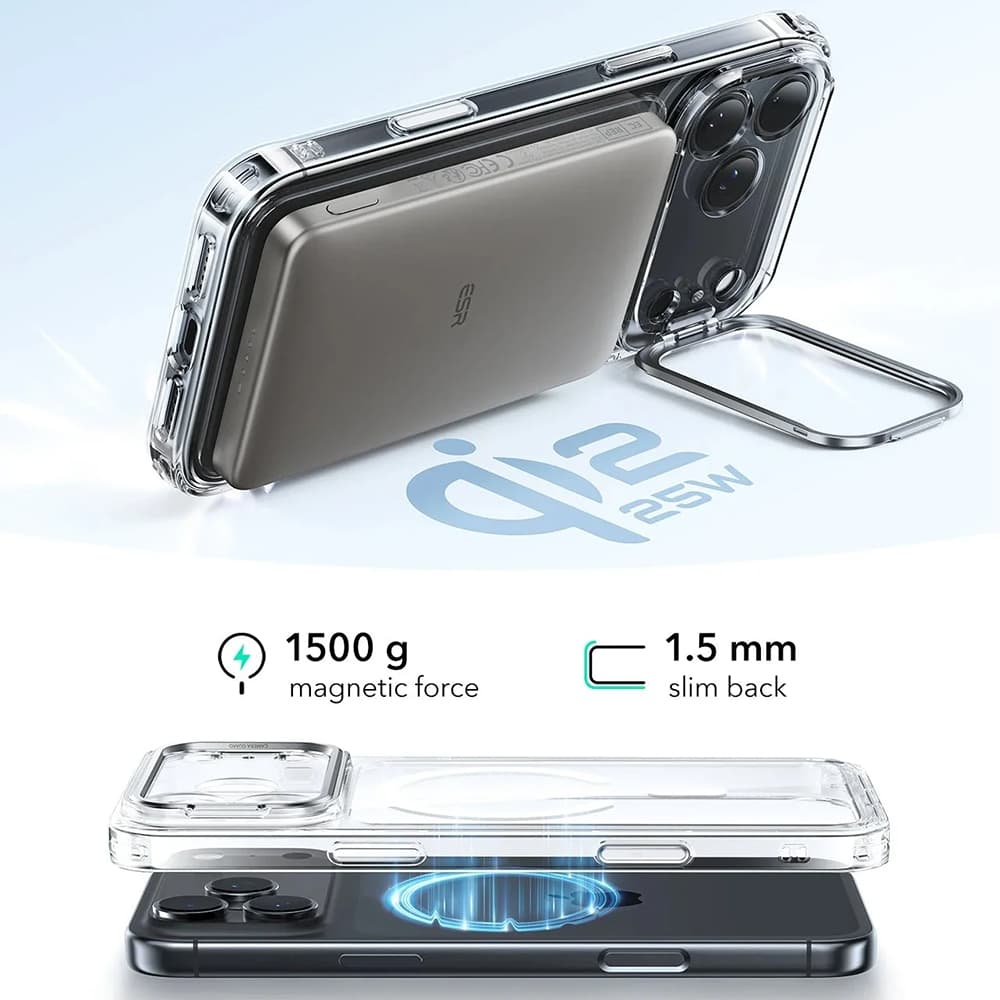 ESR Classic Hybrid HaloLock Kickstand iPhone 17 Pro průhledný - náhled 5