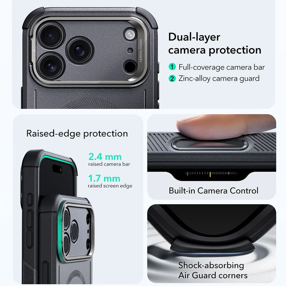 ESR Cyber Armor Kickstand pro iPhone 17 Pro Max šedý - náhled 5