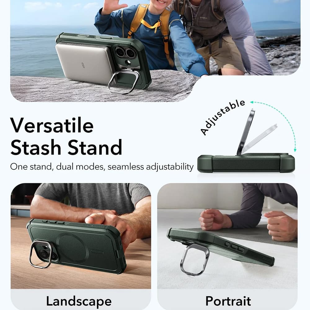 ESR Cyber Armor Kickstand pro iPhone 17 zelený - náhled 5