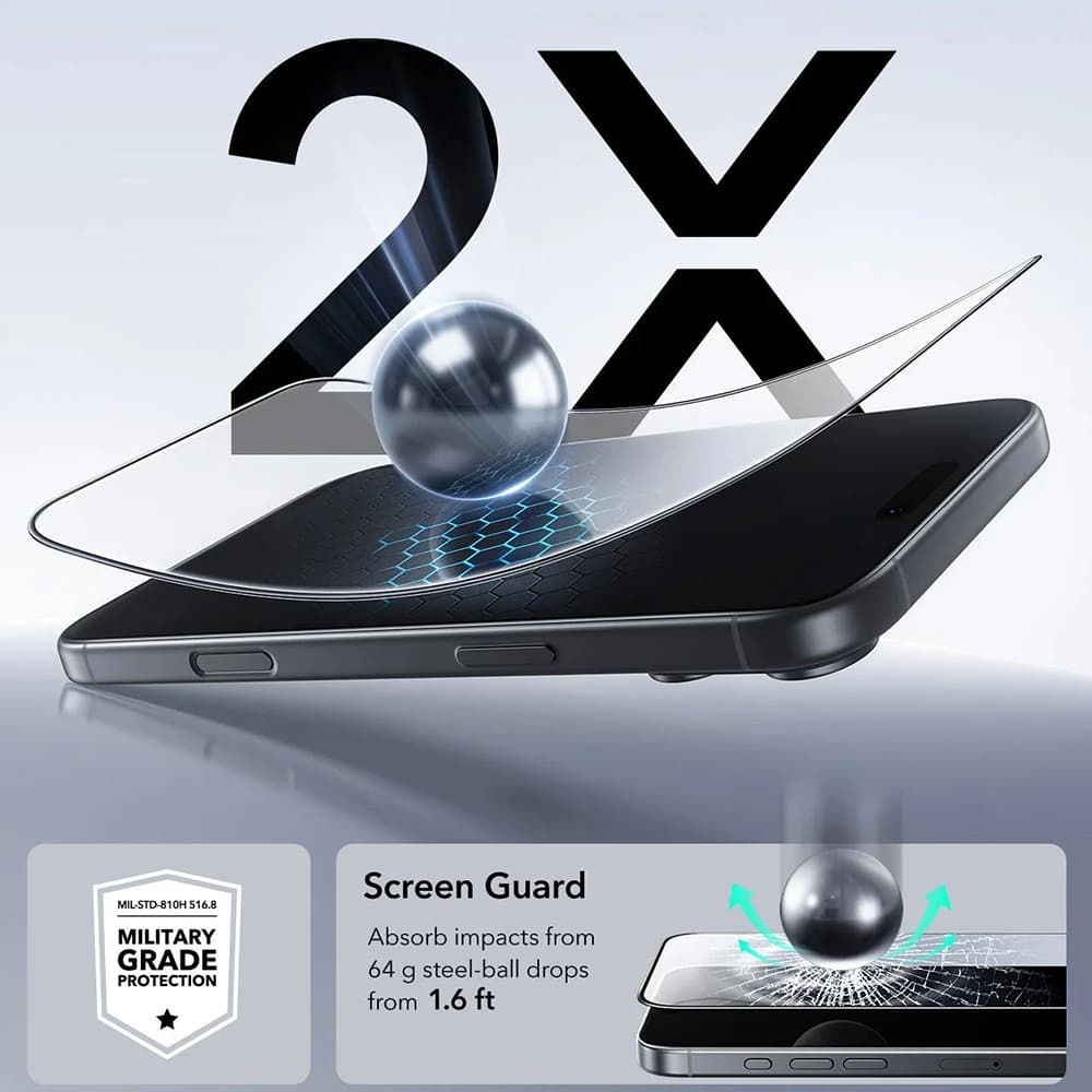 ESR Tempered Glass UltraFit (3 kusy) iPhone 17 Pro Max černá - náhled 5