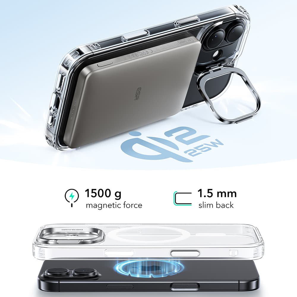 ESR Classic Hybrid HaloLock Kickstand pro iPhone 17 průhledný - náhled 5