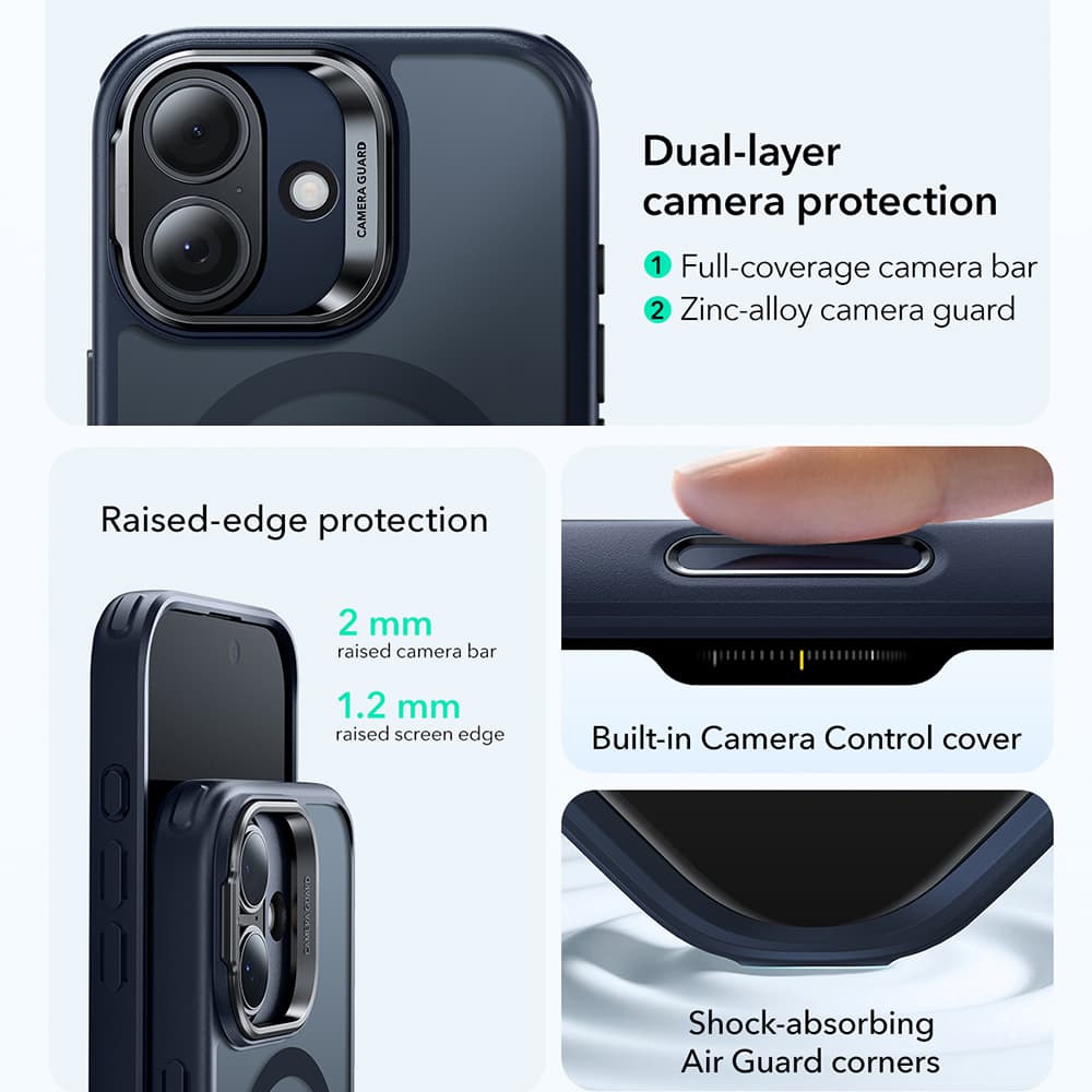 ESR Classic Hybrid HaloLock Kickstand pro iPhone 17 v matné modré - náhled 5