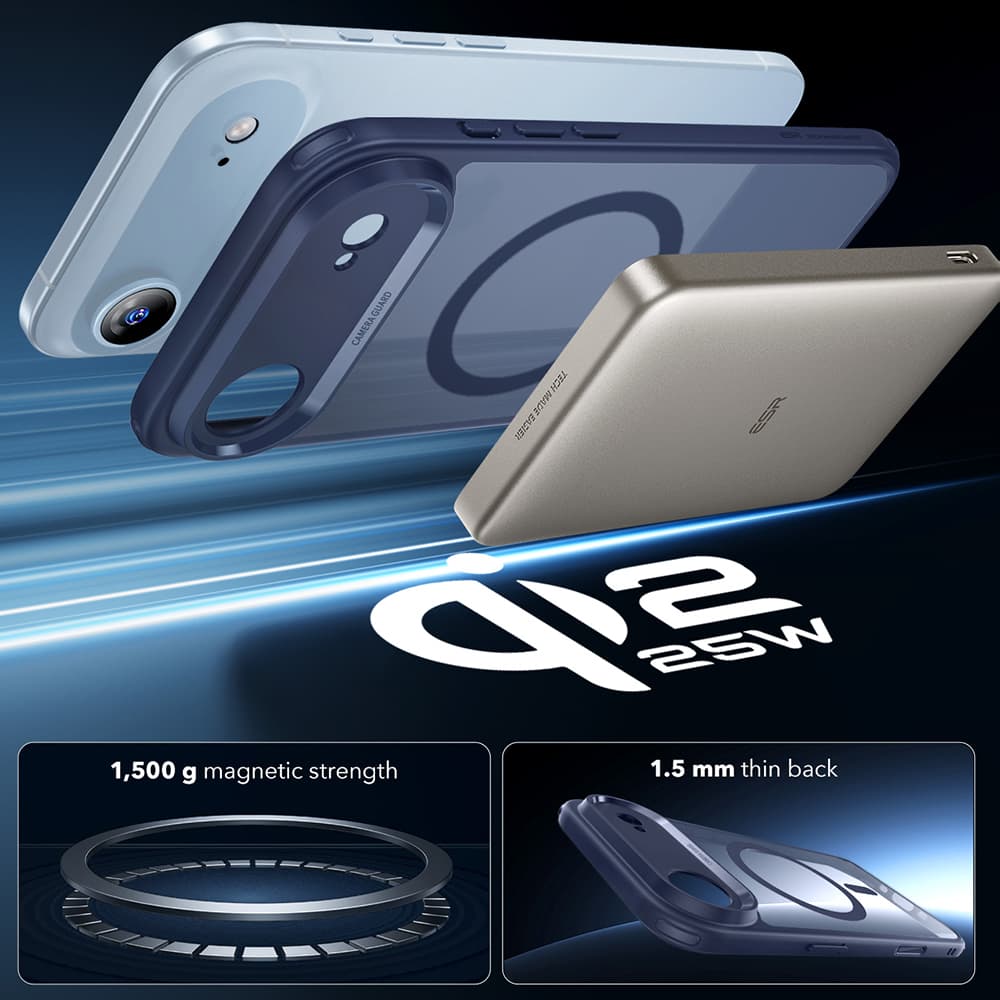 ESR Classic Hybrid HaloLock pro iPhone 17 Air v matné modré - náhled 5