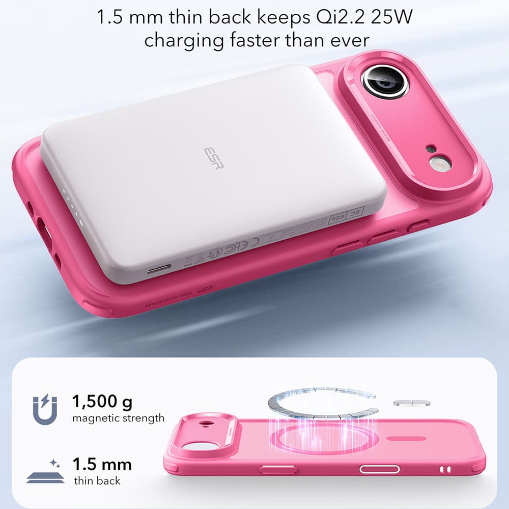ESR Classic Hybrid HaloLock pro iPhone 17 Air Růžová Frosted - náhled 5