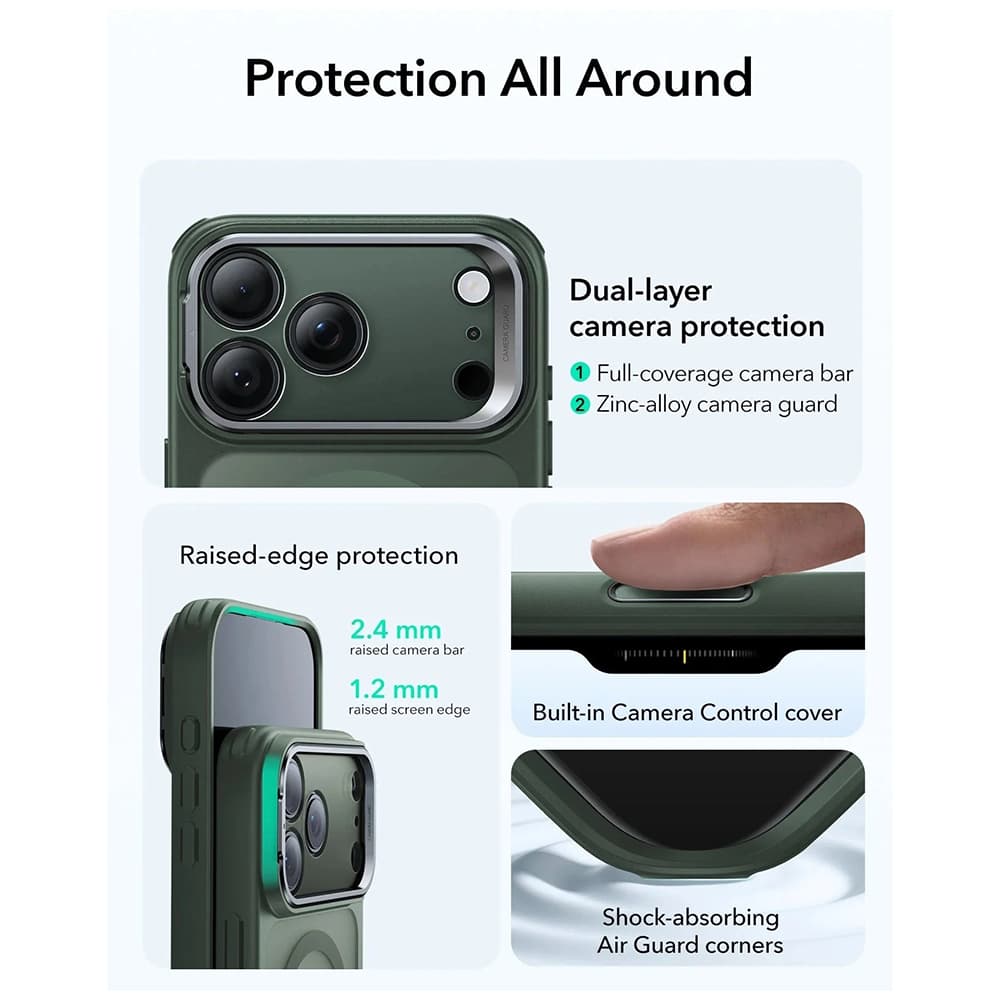 ESR Classic Hybrid HaloLock Kickstand pro iPhone 17 v matné zelené - náhled 5