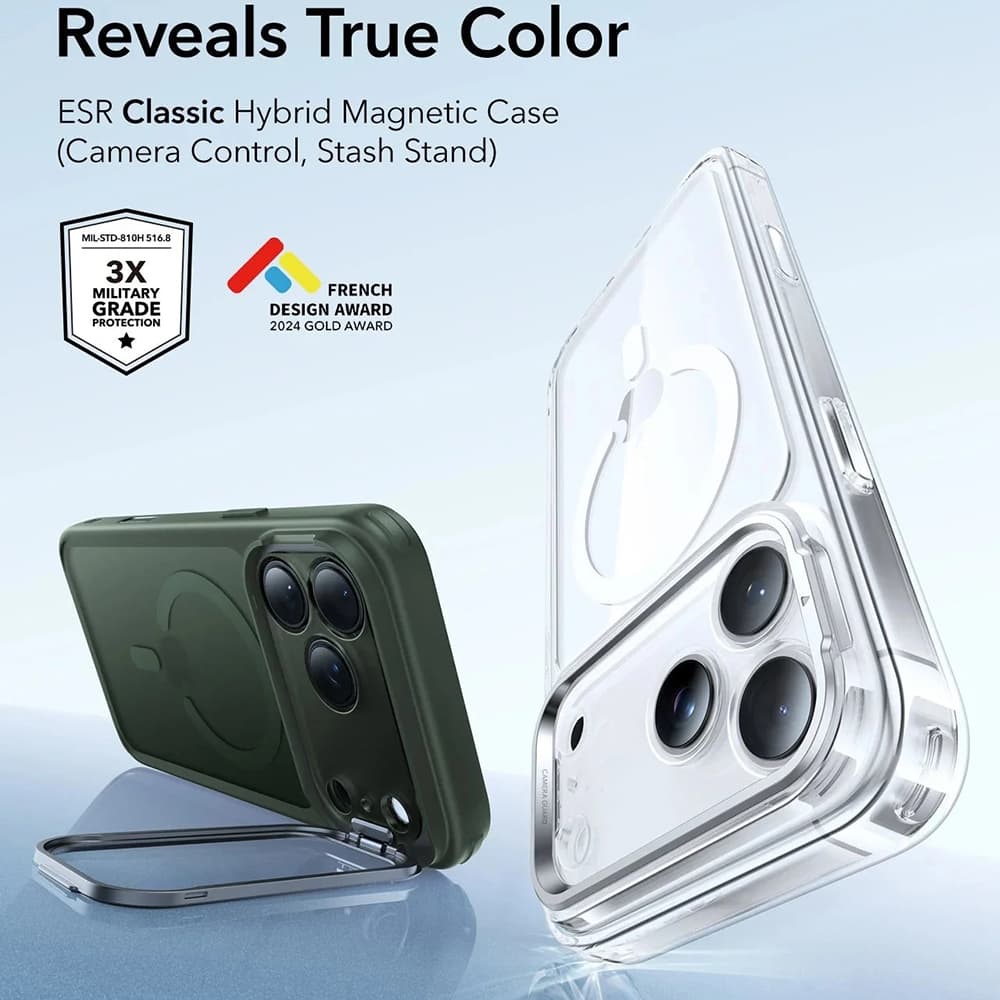 ESR Classic Hybrid HaloLock Kickstand iPhone 17 Pro Zelená Mlha - náhled 5