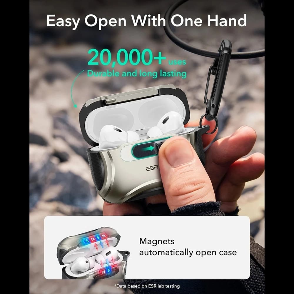 ESR Cyber FlickLock HaloLock pro Apple AirPods Pro 3 Titanium - náhled 5