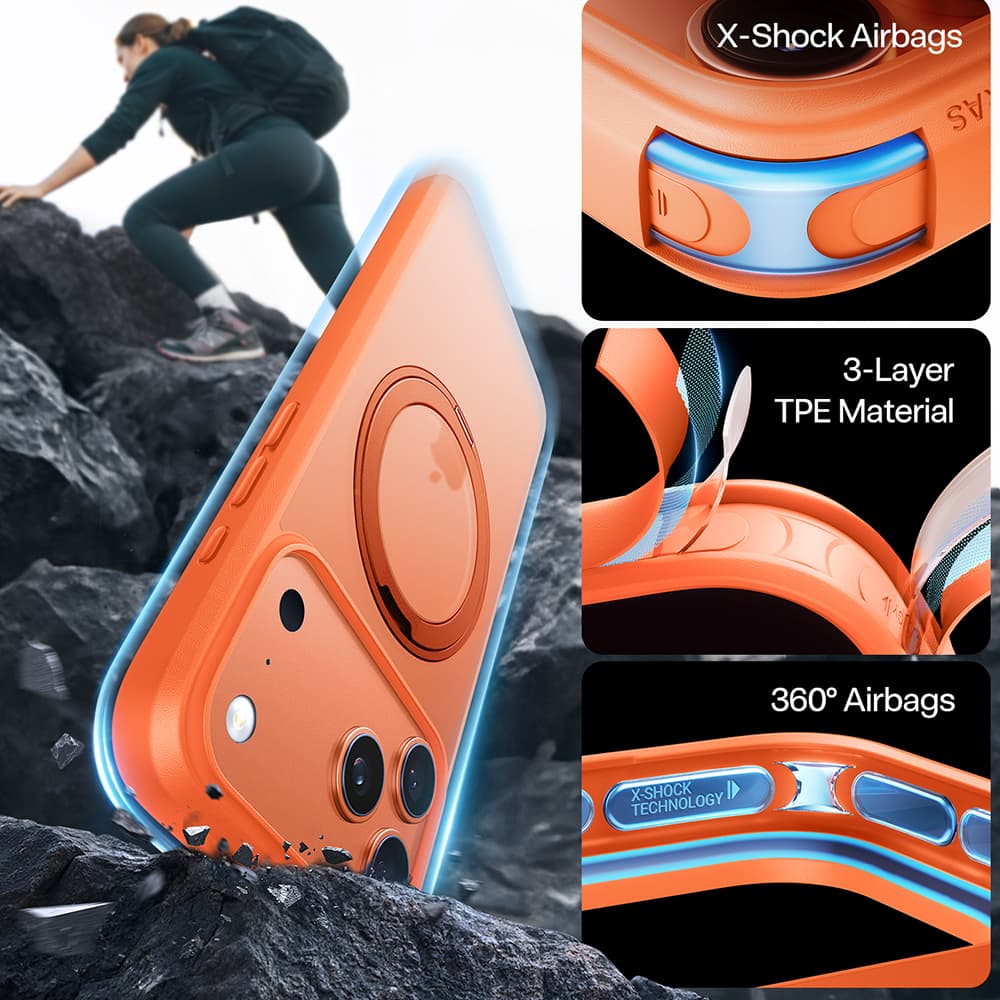 Torras Ostand Pro MagSafe Series pro iPhone 17 Pro oranžová - náhled 5