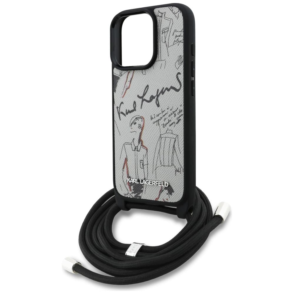 Karl Lagerfeld Saffiano MagSafe Crossbody pro iPhone 16 Pro Max šedá - náhled 5
