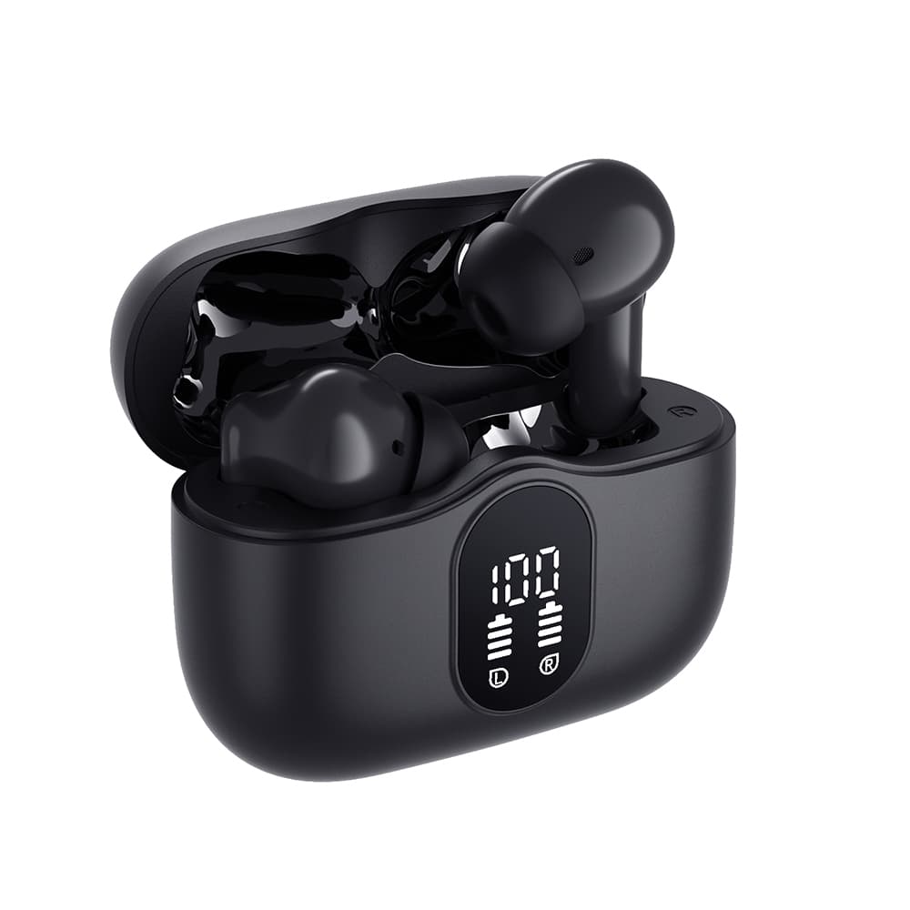 Techsuit – bezdrátová prémiová sluchátka WaveBeat 100 (CW3) – Bluetooth V5.4, 300mAh, ANC, ENC, 4 mikrofony – černá - náhled 5