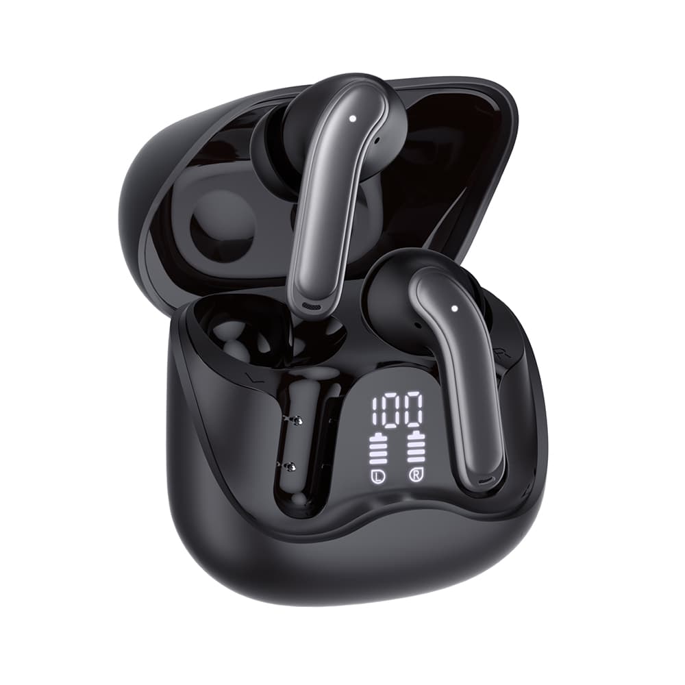 Techsuit – prémiová bezdrátová sluchátka EchoFit Pro (CW5) – Bluetooth V5.4, ANC, ENC, 400mAh, Multi-Connect, rychlé nabíjení, 6 mikrofonů – černá - náhled 5