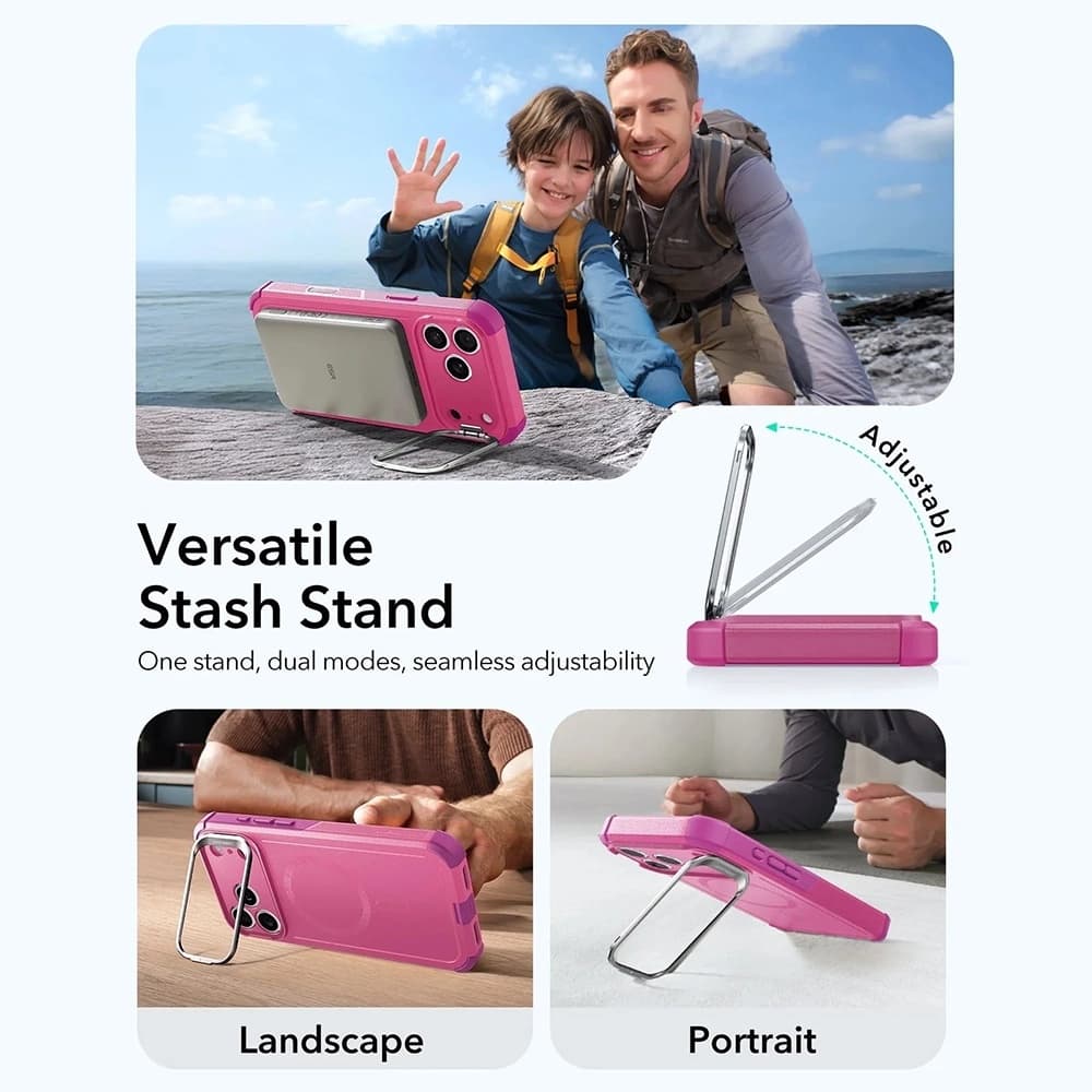 ESR Cyber Armor Kickstand pro iPhone 17 Pro Max růžová - náhled 5