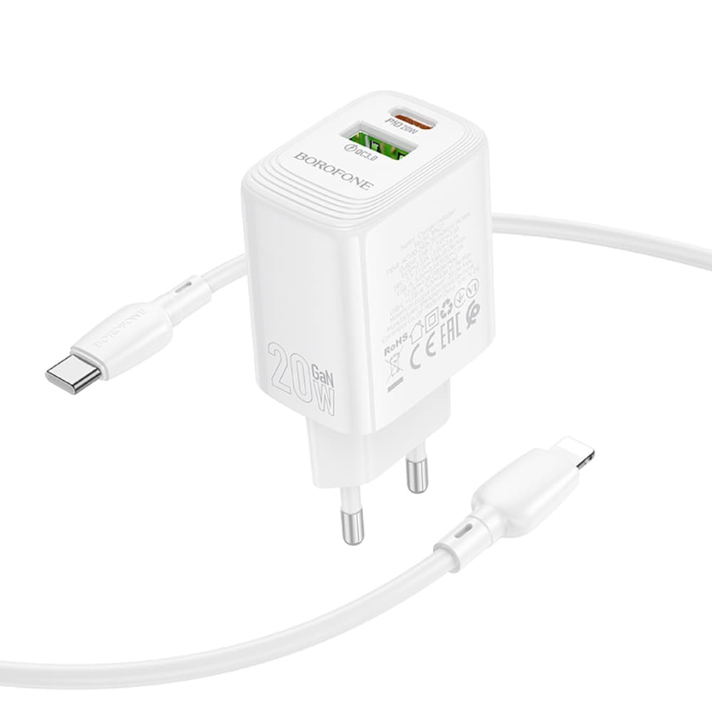 Borofone síťová nabíječka Fuente BN27 USB-C Lightning kabel bílá - náhled 5
