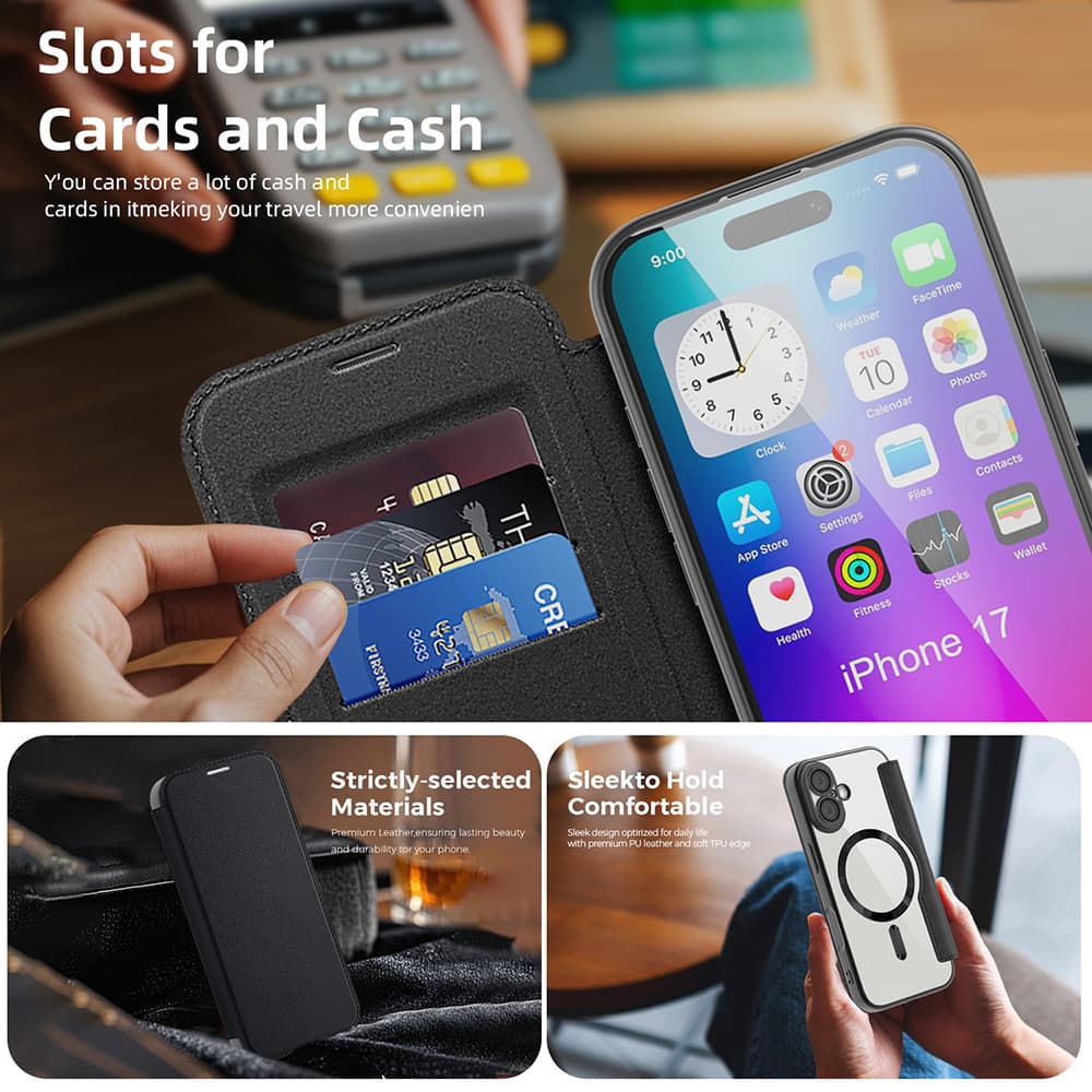 Pouzdro na knihu Techsuit SmartMag iPhone 17 světle modré - náhled 5