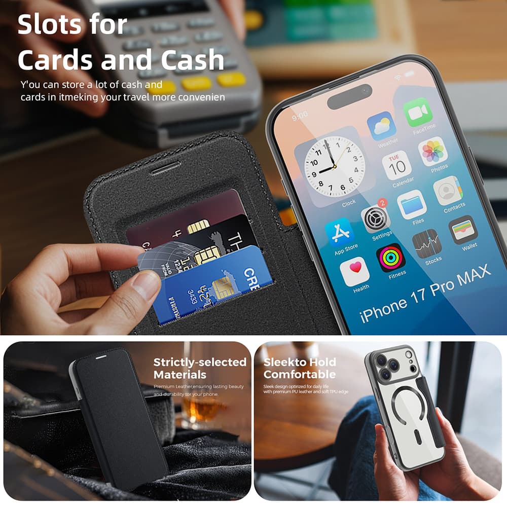 Pouzdro na knihu Techsuit SmartMag iPhone 17 Pro fialové - náhled 5