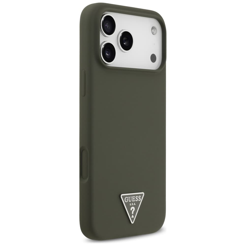 Guess Silicone Triangle Logo MagSafe iPhone 17 Pro Max Khaki - náhled 5