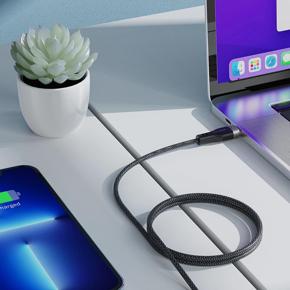 Acefast Data Cable C11-03 magnetický navíjecí rychlonabíjecí Type-C 1.2m černý - náhled 5
