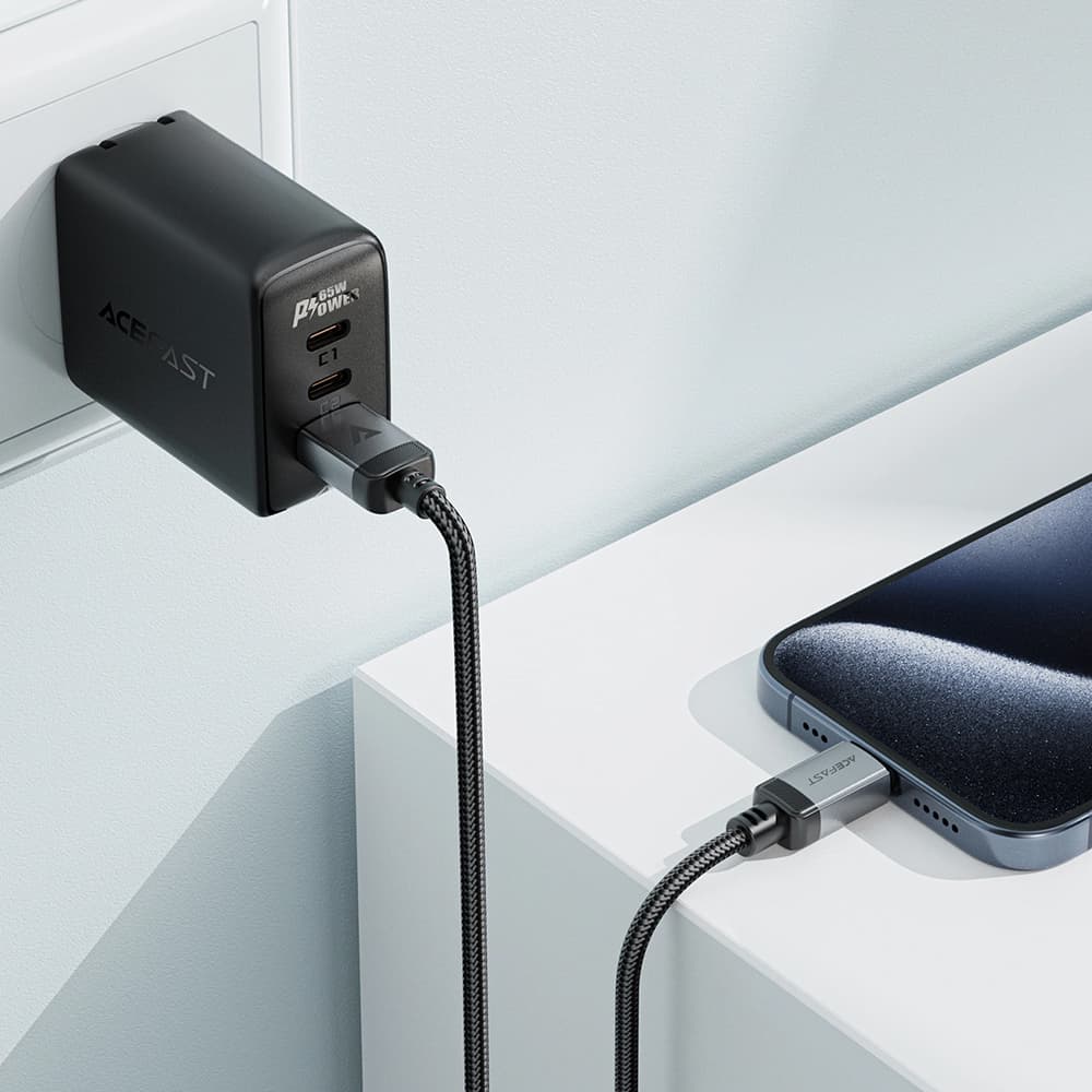 Acefast Data Cable C20-04 USB na Type-C 3A rychlé nabíjení odolný nylon 1.2m černý - náhled 5