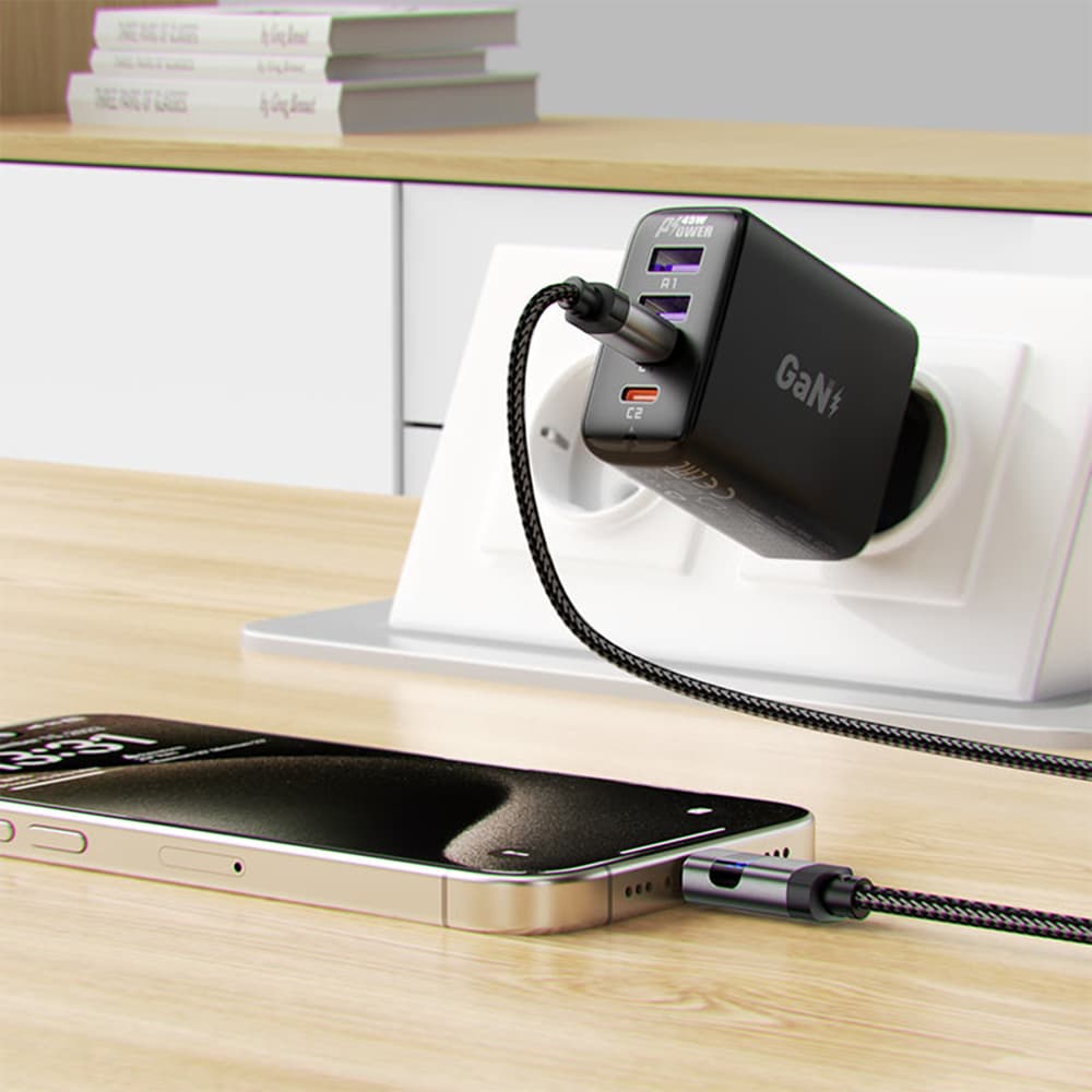 Acefast Data Cable C15-03 s digitálním displejem rychlé nabíjení Type-C 1.2m černá - náhled 5