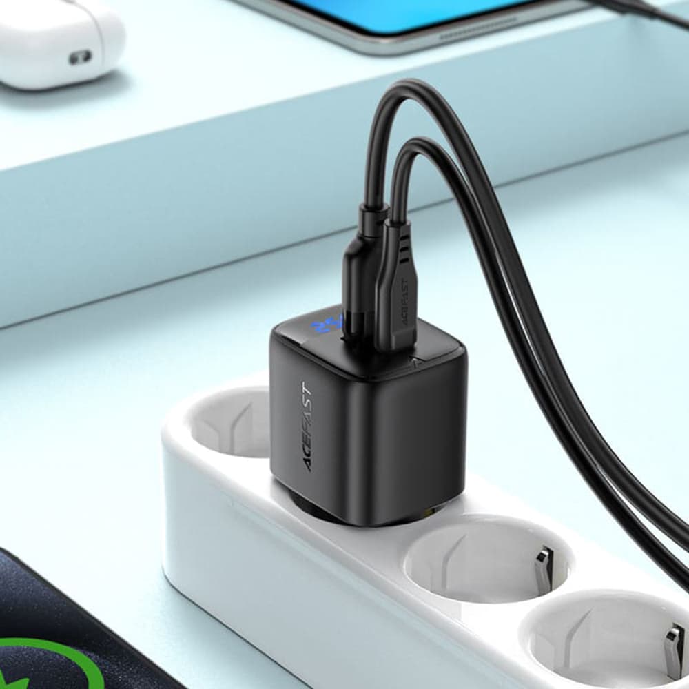 Acefast Wall Charger A114 s digitálním displejem rychlé nabíjení černá - náhled 5