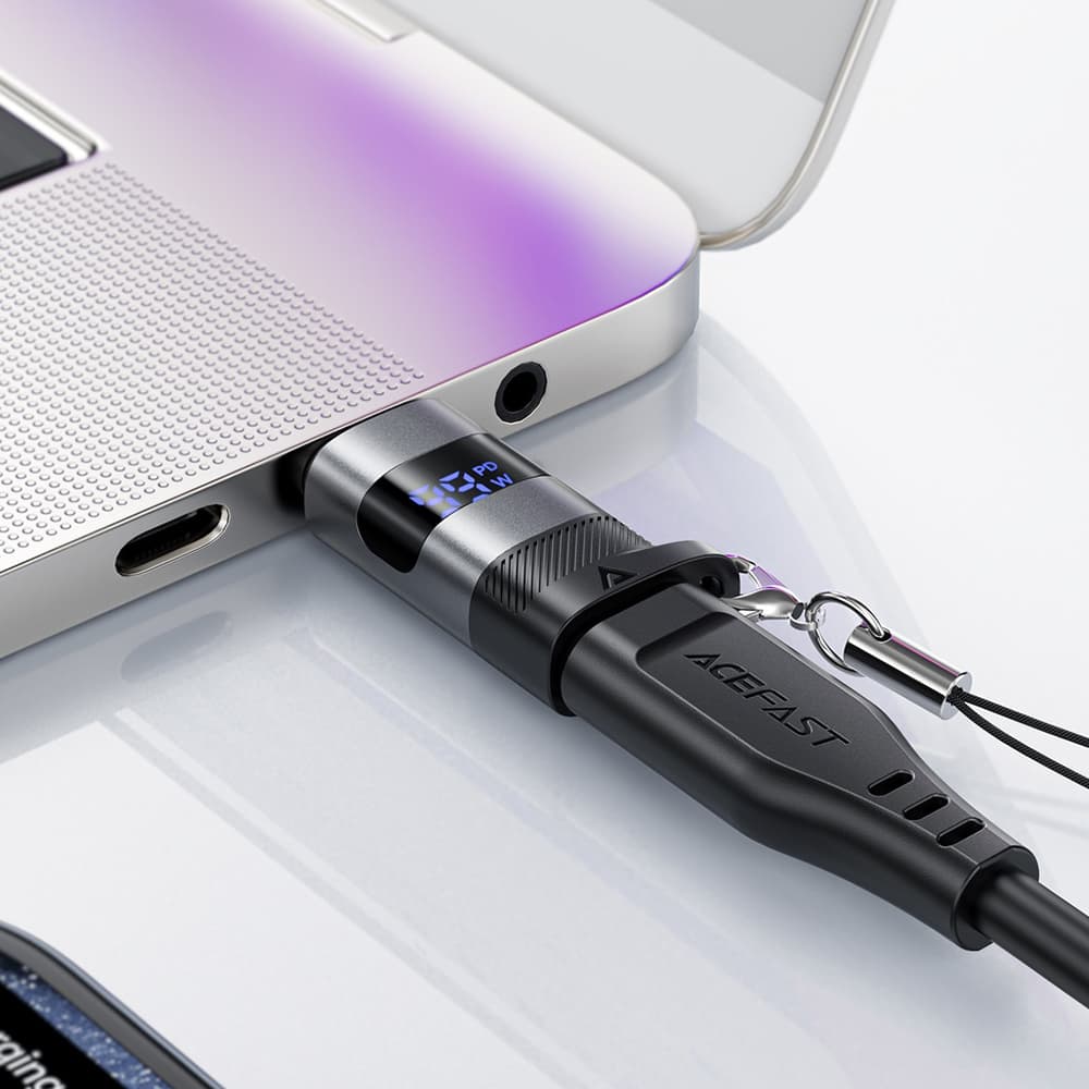 Acefast Adaptér J9 s digitálním displejem Type-C na USB-C kovově šedý - náhled 5