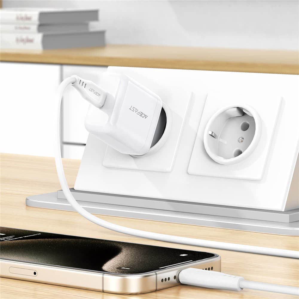 Síťová nabíječka Acefast - Wall Charger (A130) - Fast Charging, GaN, Type-C, PD20W - bílá - náhled 5
