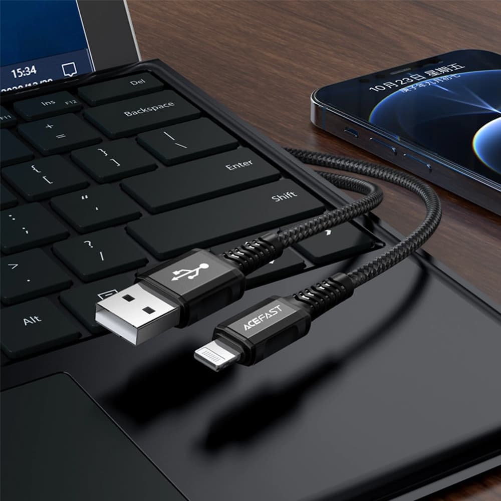 Acefast Datový kabel C1-02 USB na Lightning 2.4A rychlé nabíjení MFi 1.2m černý - náhled 5