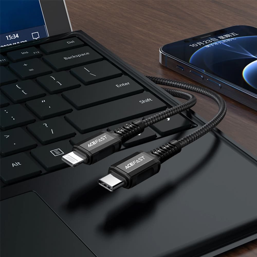 Acefast Datový kabel C1-01 Type-C na Lightning 30W 3A MFi 1.2m černý - náhled 5